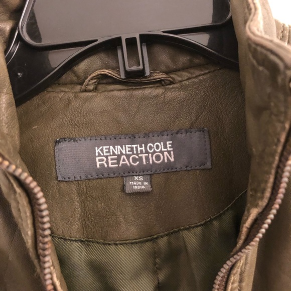 Kenneth Cole Olive Green Leather Jacket XS - Picture 3 of 3